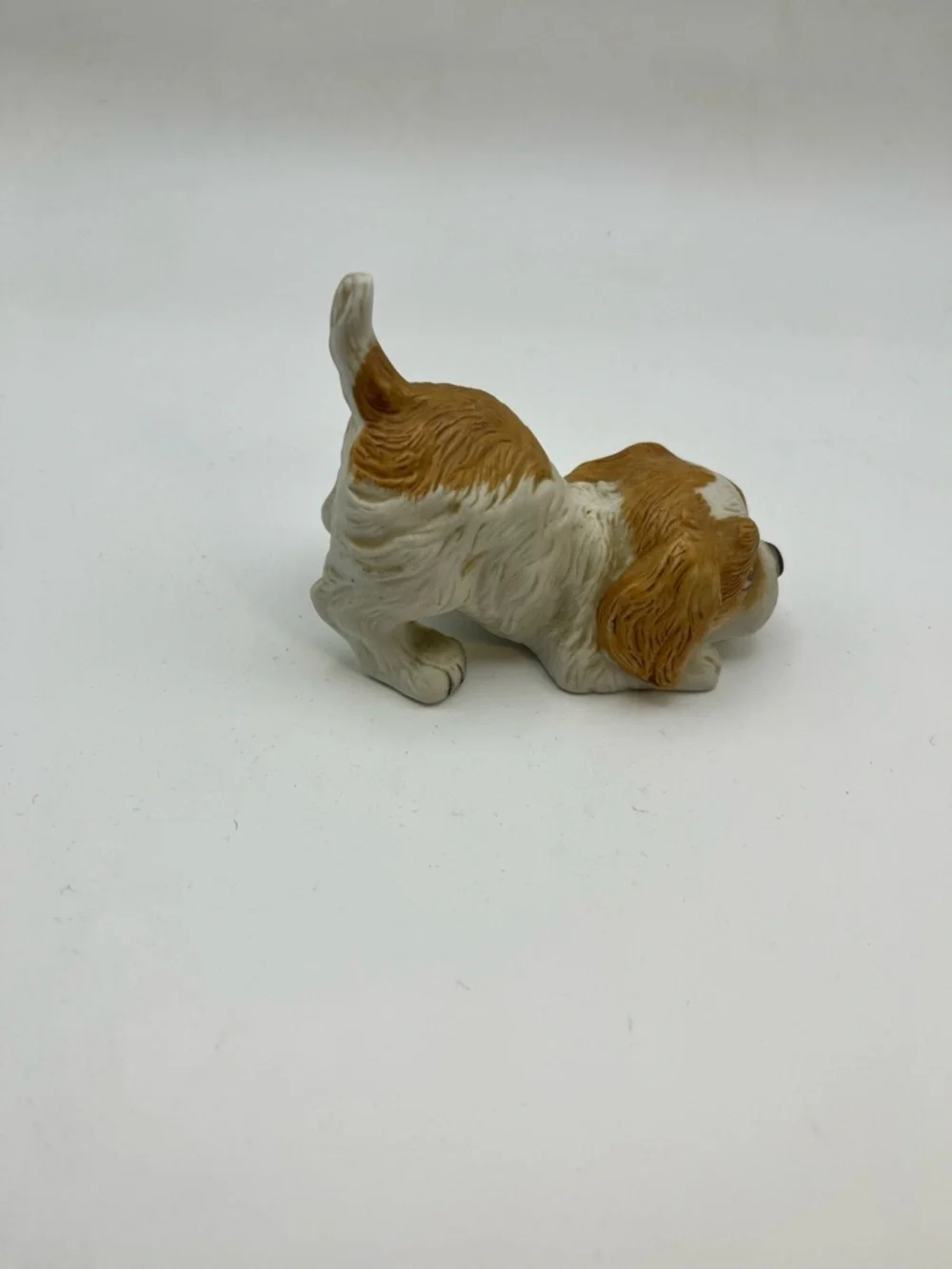 Brown & White Playful Puppy Figurine for Small Pet Decor